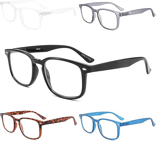 touk Gafas de lectura cuadradas vintage con bloqueo de luz azul filtro de bisagra de resorte de moda lectores de computadora UV para hombres y