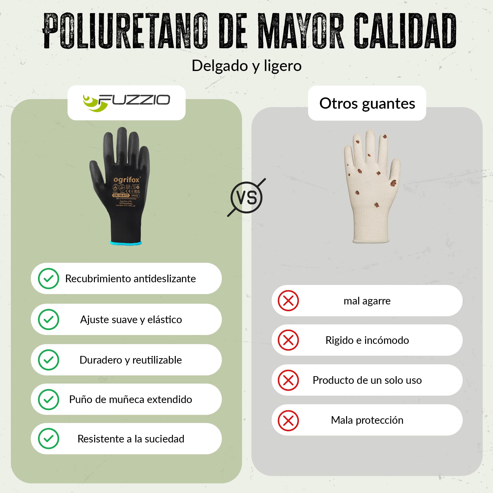 24 pares de guantes de trabajo recubiertos y porta clip para guantes FUZZIO®