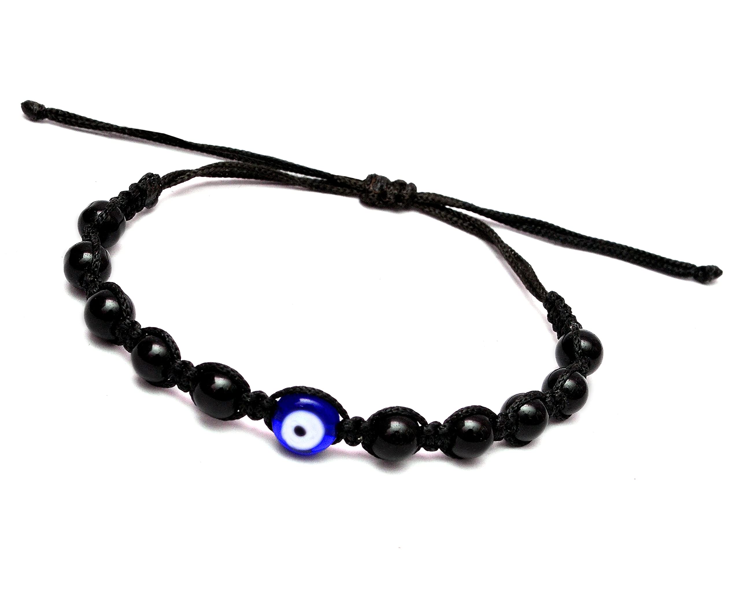 Wustifyz Classic Handmade Evil Eye Adjustable Beaded Bracelet and Anklet for Man Woman to Avoid Negative Energy for Unisex Adult (Black) (B09RGWDM19) Amazon Price History, Amazon Price Tracker