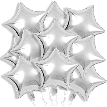 KALOR 18 Inch Silver Star Mylar Balloons, 10 Pcs Star Shape Foil Balloon Helium Balloons for Wedding, Baby Shower, Birthday Party Decorations