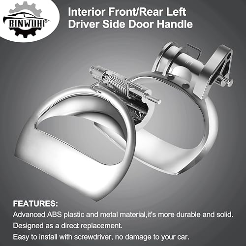 Miniatura 4 de Manija de puerta interior cromada Lado del conductor delantero trasero compatible con los siguientes modelos: Chevy HHR 2006, 2007, 2008, 2009,