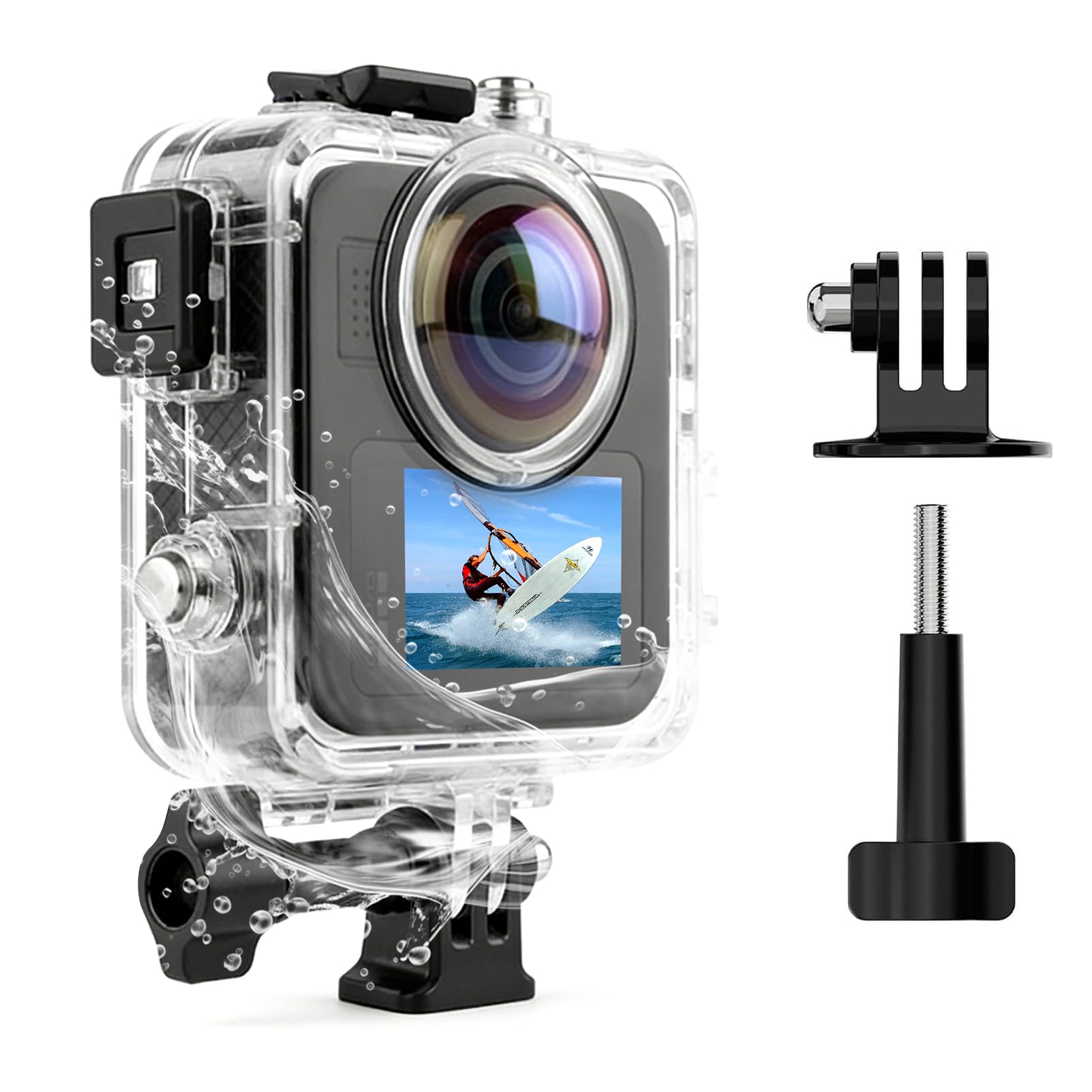 Custodia Impermeabile 50M per GoPro MAX 2, Custodia Subacquea con Tripla Tenuta Stagna, Lente Alta Trasparenza per Nuoto, Immersioni, Surf