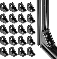 Vista 12 de Juego de 20 conectores de perfil de extrusión de aluminio de la serie 2020, 20 soportes de esquina, con 40 tuercas en T y tornillo hexagonal M5×8