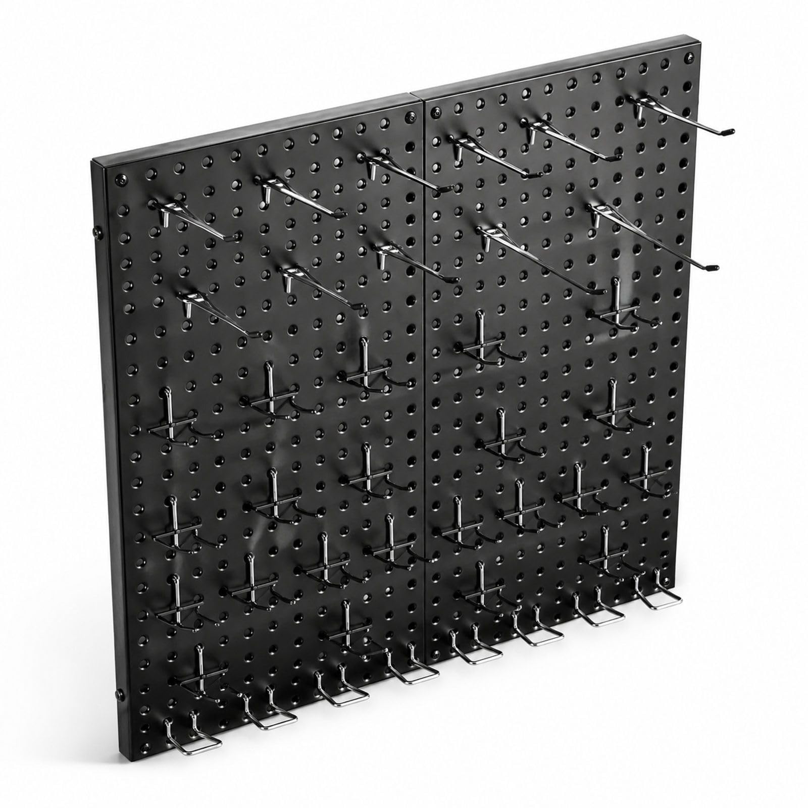 Werkzeugwand Lochwand aus Stahl in Schwarz, 2er-Set mit Zubehör für Garage, Büro, Bastelraum und Zuhause