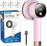 Smyeviva Rechargeable Fabric Shaver for Clothes: 6-Leaf Blades & 3 Speeds to Remove Pilling, Fuzz & Lint Ba
