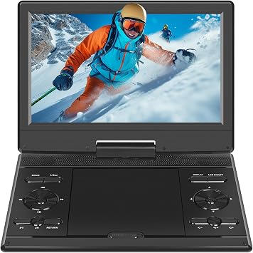 14.5" Portable DVD Player with 12.1 HD Swivel Screen, 3-5Hrs Play, DVD Player Portable with Dual Stereo Speaker, Last Memory, Support SYNC TV/USB/SD Card, Play All Discs Format