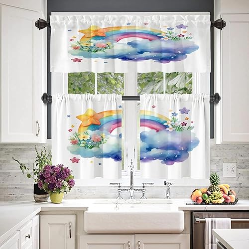 Miniatura 135 de Cenefas de cocina modernas con patrón de cobre marrón dorado para ventanas, cenefas opacas abstractas de marcas de arañazos y cortinas opacas