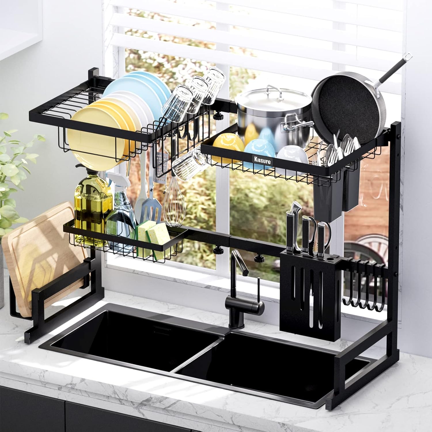 Adjustable Over-the-Sink Dish Drying Rack for Small Kitchens