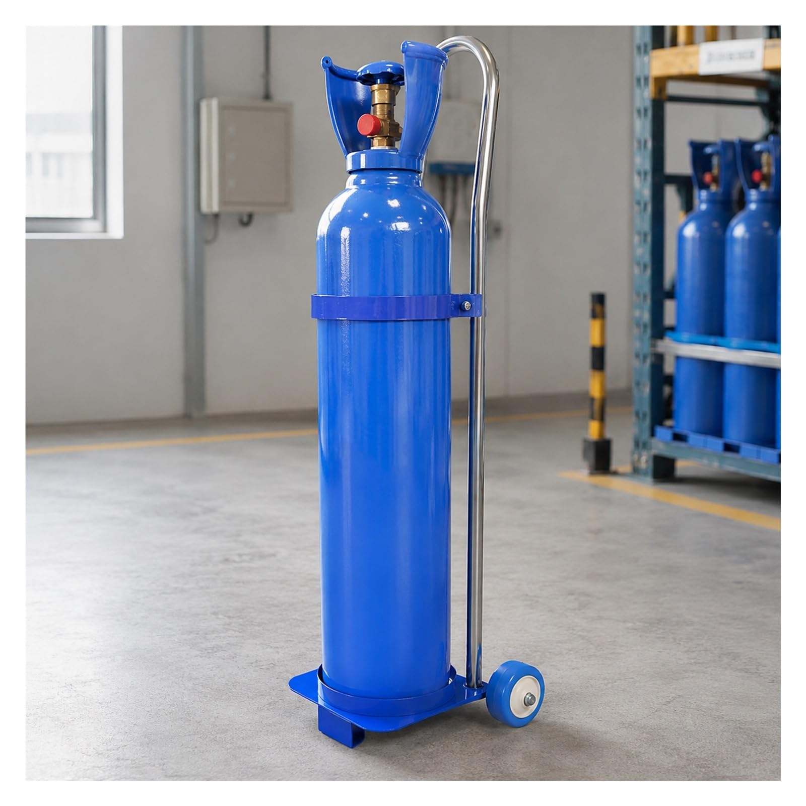 Mzzkfc One Color Rolling Cylinder Cart For Clinic，Mobile Stainless Steel Gas Cylinder Fixed Rack With 2 2.8In Wheels，31.5 37 43In Gas Cylinder Storage Rack 10 15 20L(15L)
