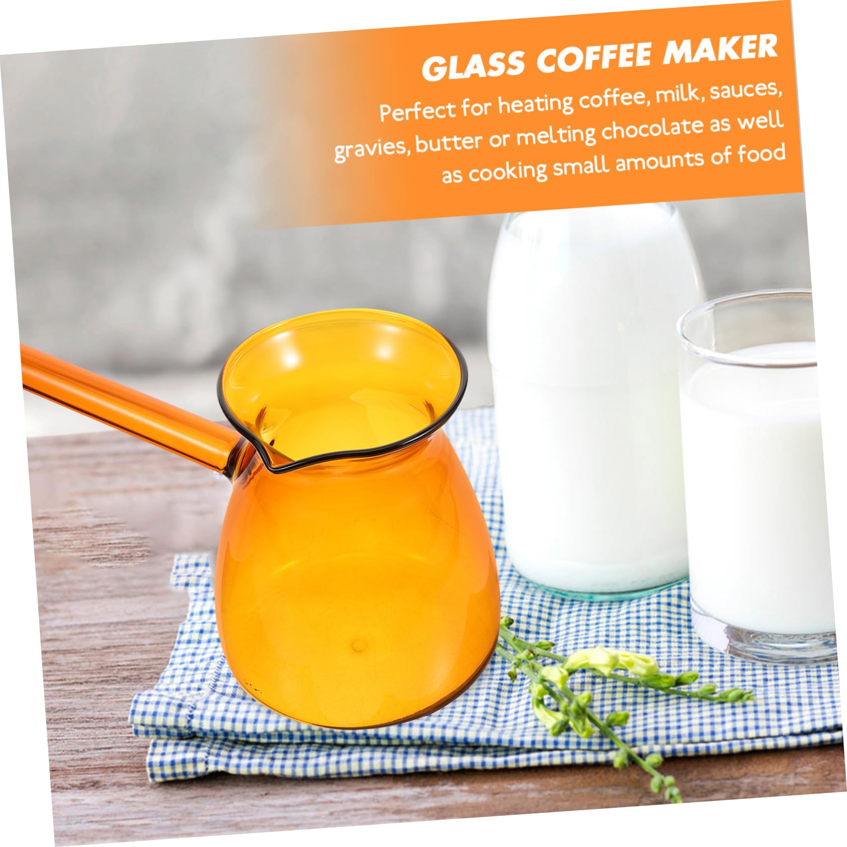 PRETYZOOM Milk Warmer Pot Glass Coffee Pot with Stovetop Turkey Style 1.5l Easy to Clean and Hold