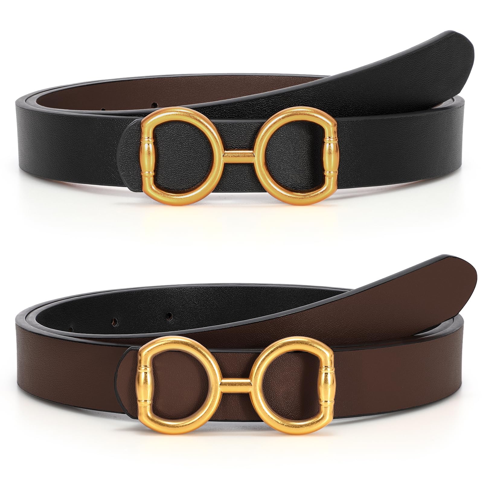 TRIWORKS Reversible Leather Belt for Women Fashion Ladies Belt for Jeans Pants Dress Width 0 9