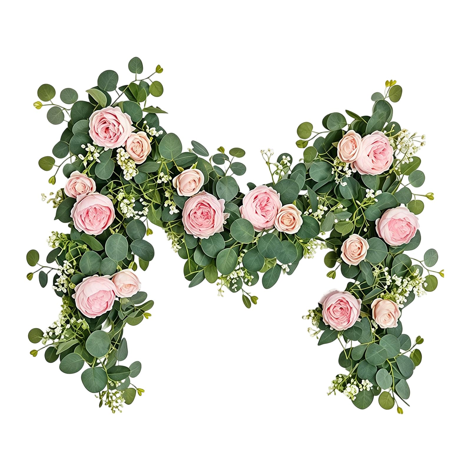Arch Flower Garland 70.8in Artificial Peony Vine with Greenery and Small White Floral Accents for Ceremony Backdrops Bridal Arch Vine Reception Flowers Ceremony Backdrop Greenery Strand Floral Swag