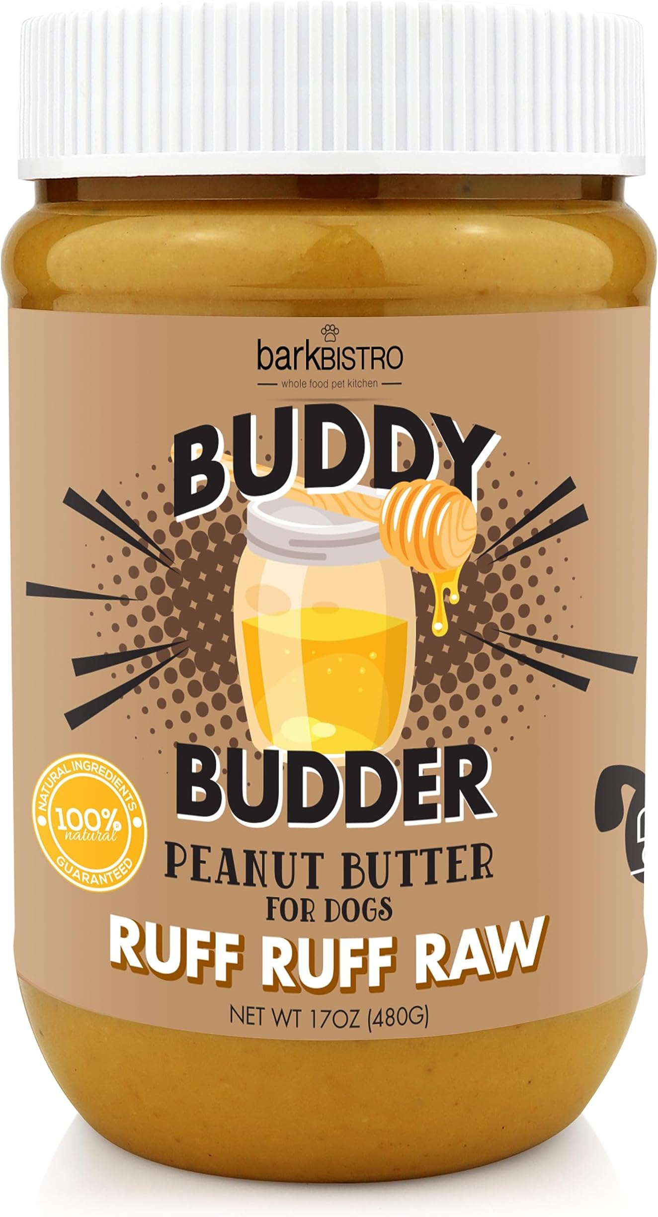 Bark Bistro Company | Ruff Ruff Raw Buddy Budder | Dog Peanut Butter | Grain Free | Healthy Dog Treat | Stuff in Kong or Toy | Use on Lick Mat | Made in USA, 16oz Jars