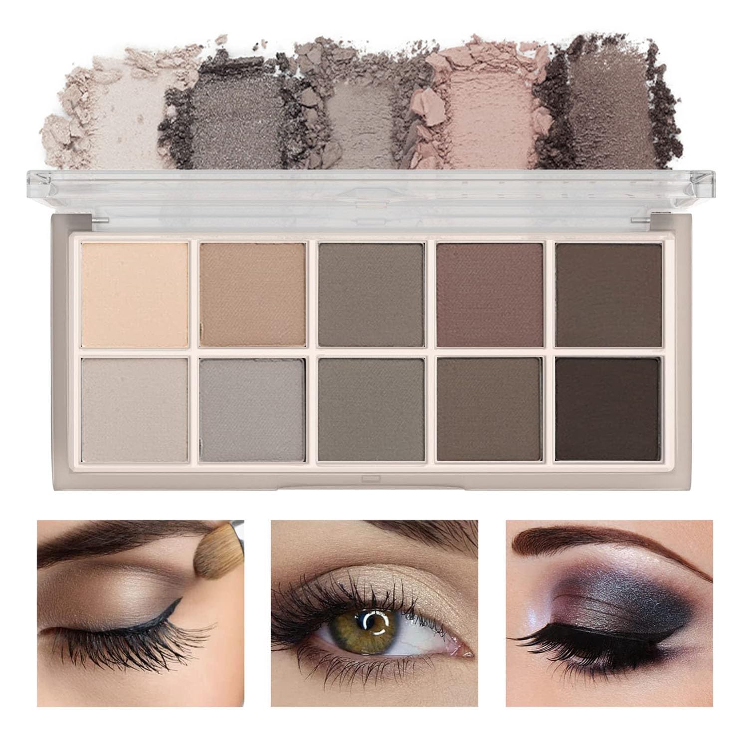 TITIMORE Paleta de sombras de ojos mate de 10 colores, paleta de ojos ahumados, juego de maquillaje natural, paleta de sombras de ojos nude, resistente al agua, duradera (#04)
