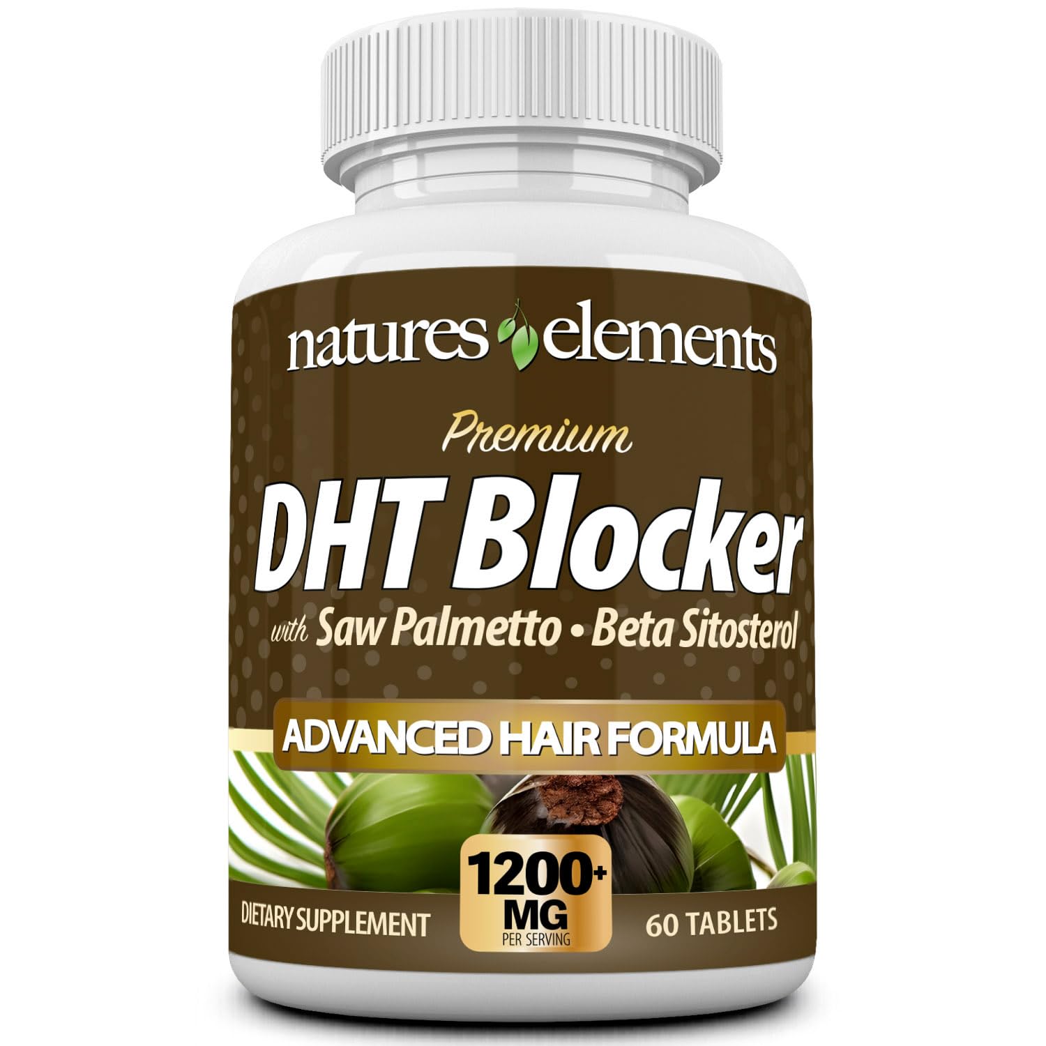 DHT Blocker – Herbal Formula with Saw Palmetto, Fo-Ti & Beta-Sitosterol – Supports Hair Regrowth & Gray Hair Reversal – 60 Tablets – Non-GMO, Vegetarian
