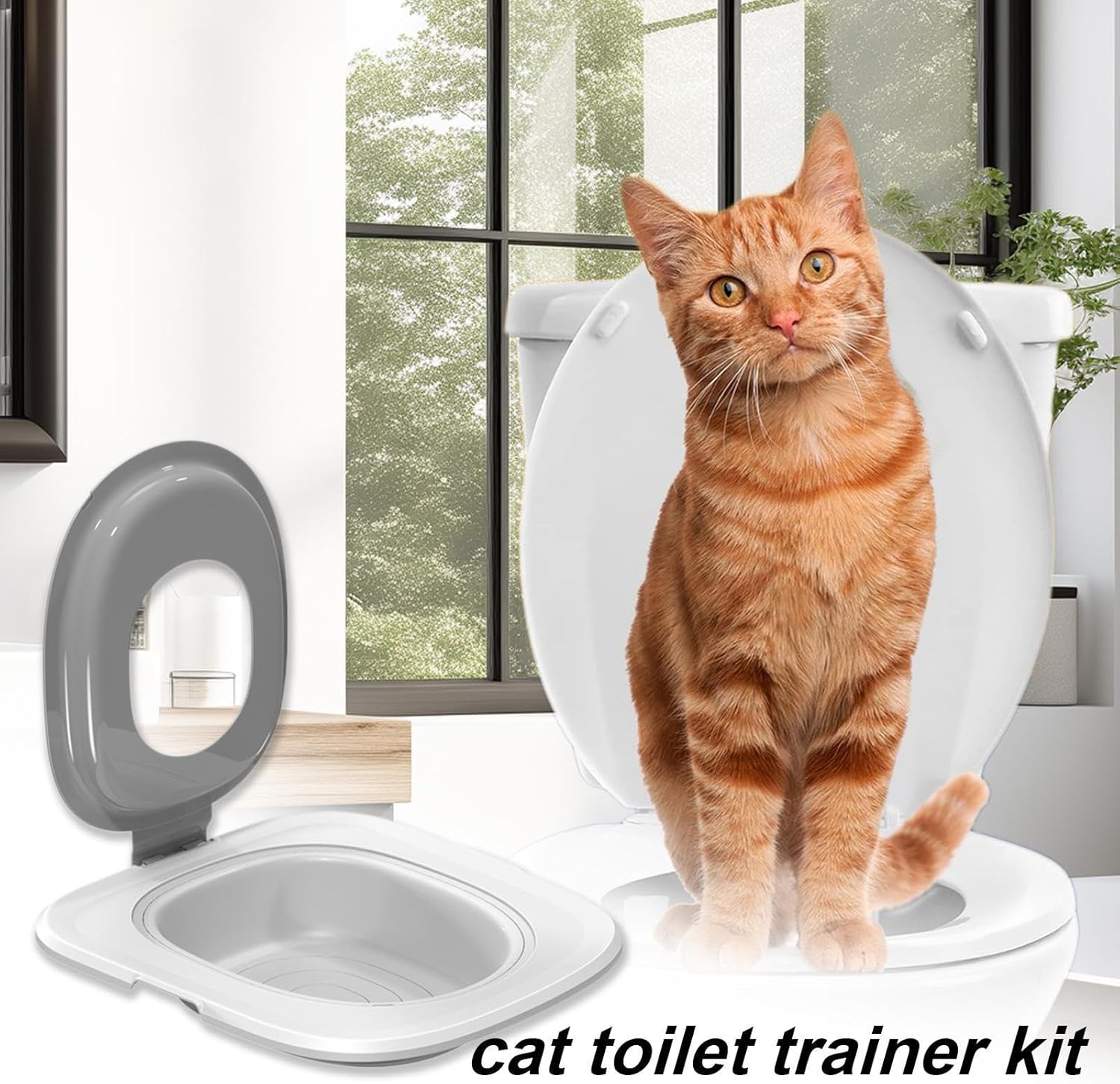 Cat Toilet Training Kit - Reusable Cat Potty Trainer, Litter Box Training System | Hygienic Cats Potty Trainings Kit, Sandbox Mat Trainer for Pet Cleaning and Indoor Toilet Habits