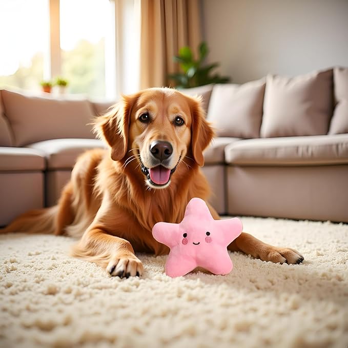 Juguetes para Perros Mordibles y Sonoros 2 Piezas Estrella de Mar Rosa miniatura 3