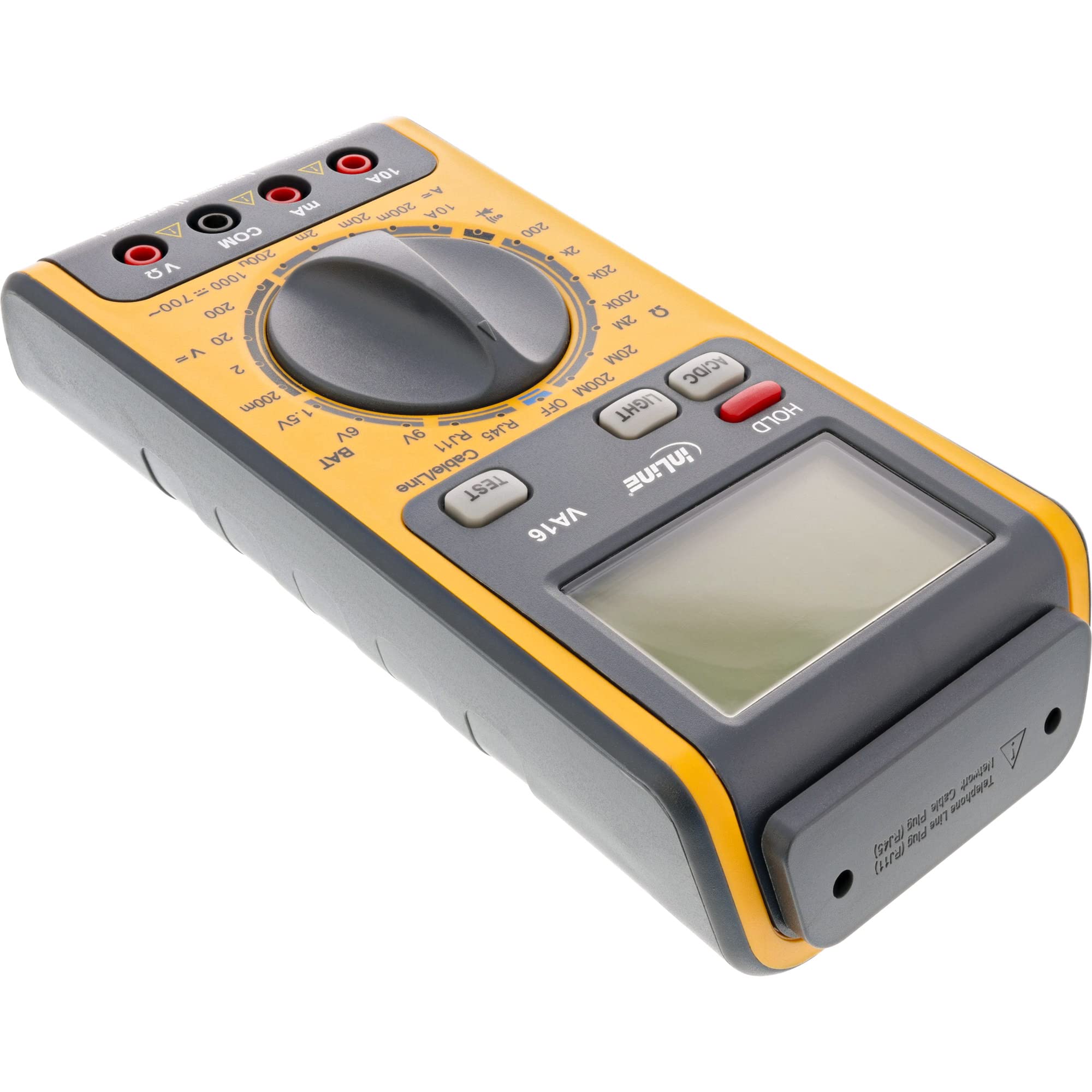 InLine 21722 Multimetro Digitale 3-in-1 con Tester per Cavi RJ45, RJ11 e Tester per Batterie Integrato, Sicurezza Cat II 1000V/Cat, Nero