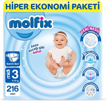 Molfix Diaper Size 3 Midi Hyper Economy Package 216 Pieces
