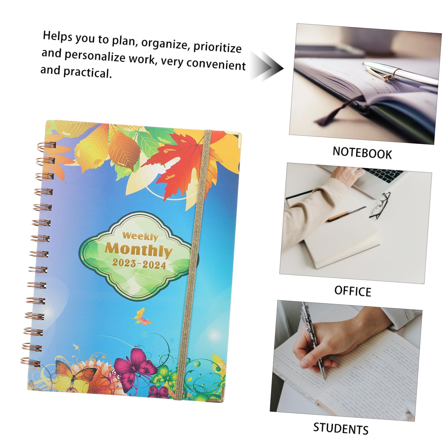 VILLCASE 3pezzi Pianificatore Accademico Spiralato Agenda Settimanale Resistente e Spessa Per Studenti Attività e