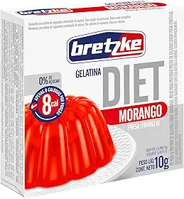Bretzke – Gelatina Diet em Pó Sabor Morango 10g | Zero Açúcar | Sobremesa Leve e Refrescante | Preparo Rápido com Água
