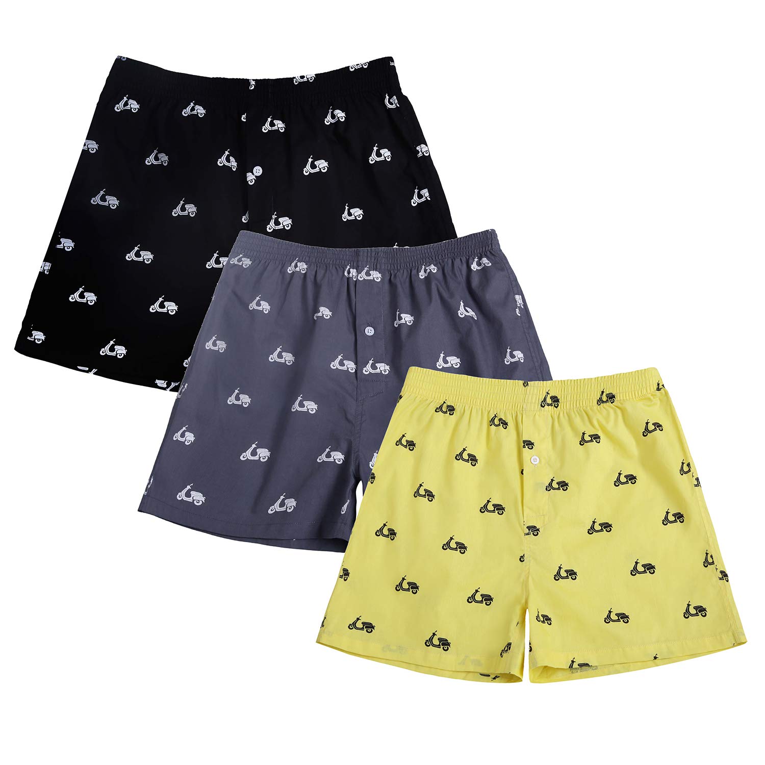 The Cotton Company 100% Cotton Boxer Shorts for Men (Pack of 3) - Scooter