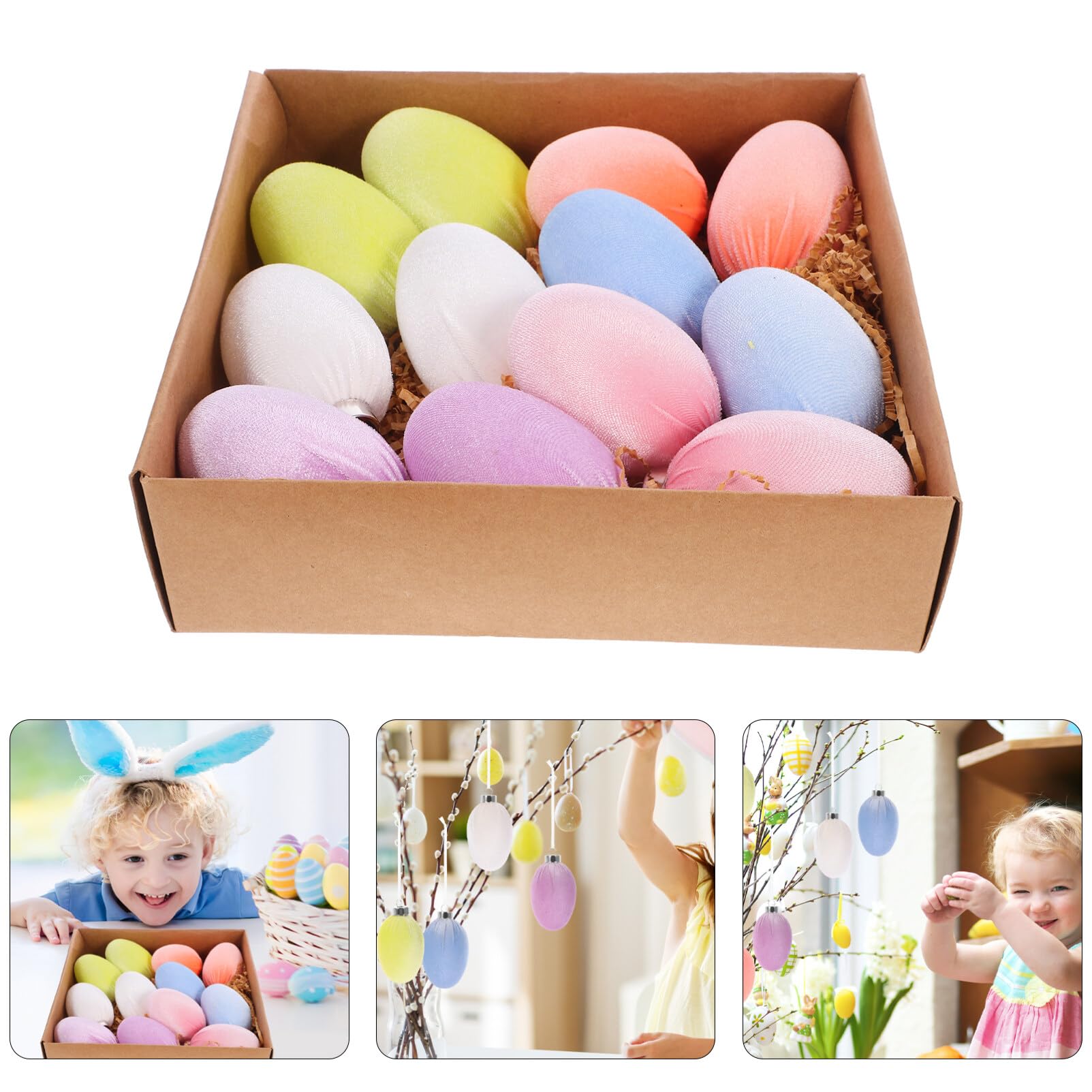 12stücke Osterdeko Eier Für Festliche Baumdekoration Bunte Hängende Ostereier Für Osterfeiern Hochwertige Deko-Accessoires Für Hotels Und Geschäfte