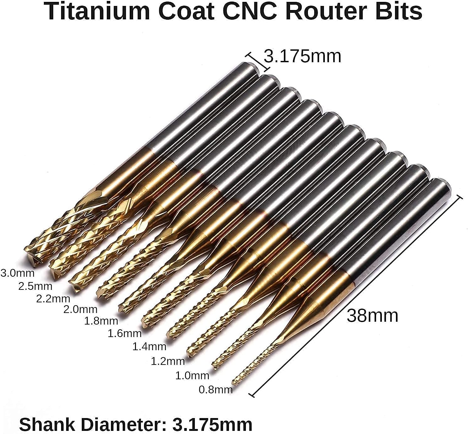 Genmitsu CNC 3018-PRO Router Kit Milling Engraving Machine + 40PCS End Mill CNC Router Bits (2 Flutes, 1/8" Shank)