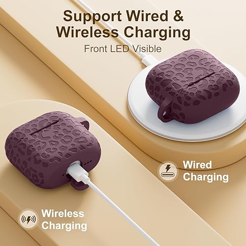 Vista 293 de Funda para Airpods de 2ª y 1ª, silicona suave, leopardo, compatible con Apple AirPods de 2ª/1ª generación de carga con llavero, a prueba de golpes