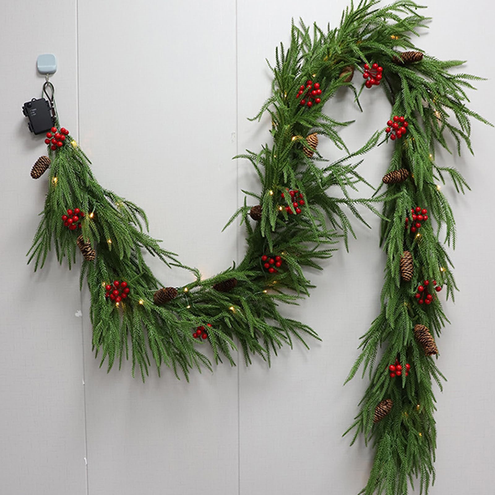 Guirnalda de flores de Navidad para colgar, corona de pino sintético, flexible, flexible, flexible, para decoración del hogar, decoración del hogar, guirnaldas artificiales colgantes