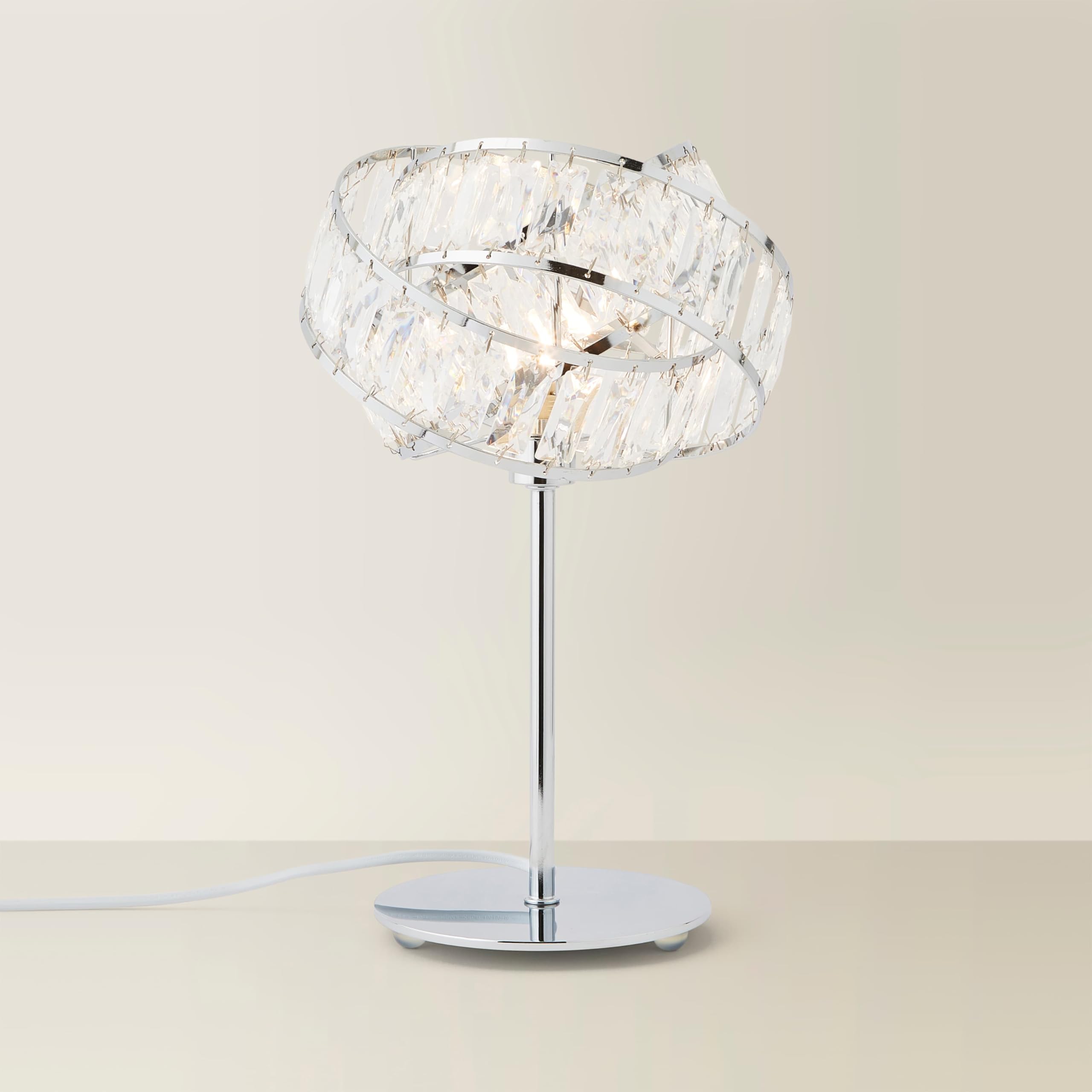 MiniSun | Polished Chrome & Clear Acrylic Jewel Intertwined Rings Design Table Lamp | Table Lamps & Home Improvements Essential