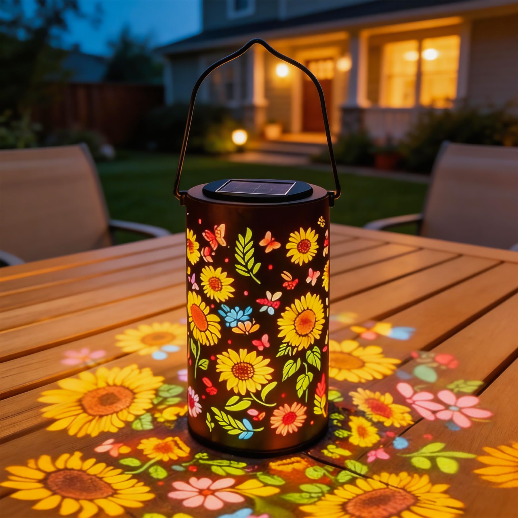 Sunflower Lantern Outdoor Decor Light, Warm Birthday Gifts for Women , for Garden Decor, Patio Lights, and Gifts for Mothers and Women, Suspended Solar Lamp Outside Ambiance Lighting
