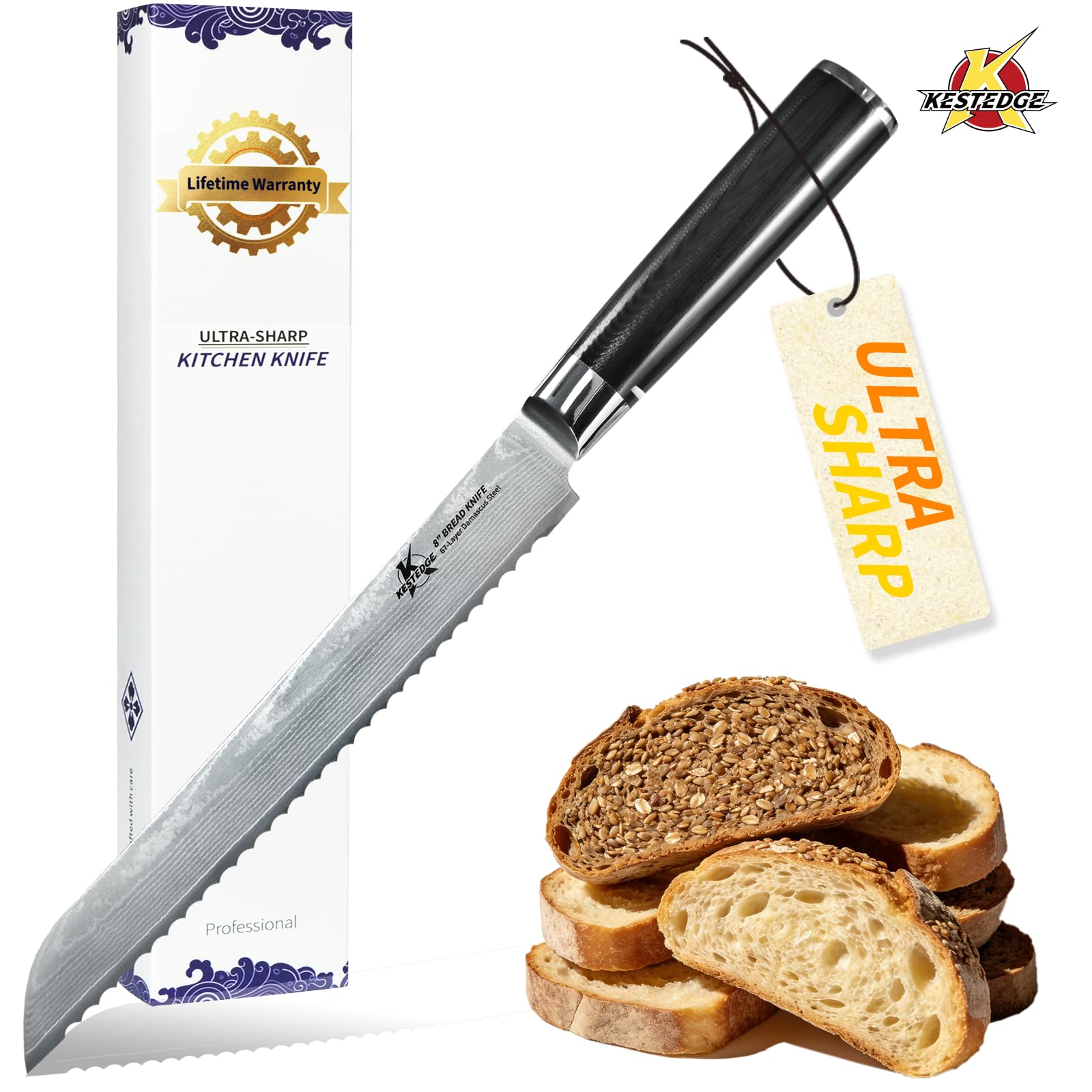 KESTEDGE Sourdough Bread Knife - Micro-Serrated -9 KESTEDGE Sourdough Bread Knife - Micro-Serrated -9