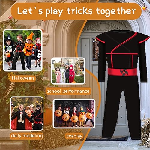 Miniatura 7 de skyllc Disfraz de ninja para niños, juego de cosplay de ninja para juegos de rol, Halloween, fiesta de Navidad, carnaval