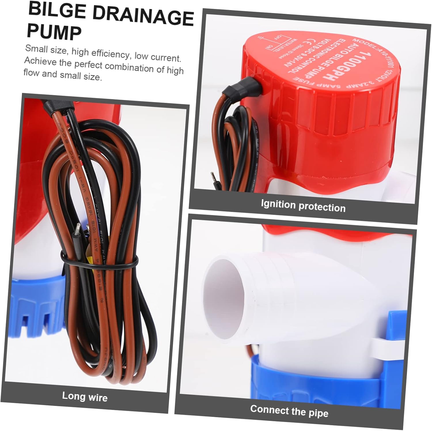 12v Submersible Boat Bilge Pump Yacht Drainage Pump Battery Operated Aquarium Water