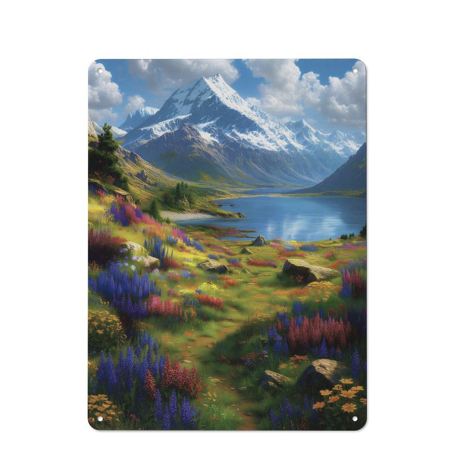 Junmoney Style-17 Aoraki Mount Cook National Park Rustic Metal Sign 40X30cm For Garden Room Or Summerhouse, For Themed Interiors In Garden Rooms And Summerhouses