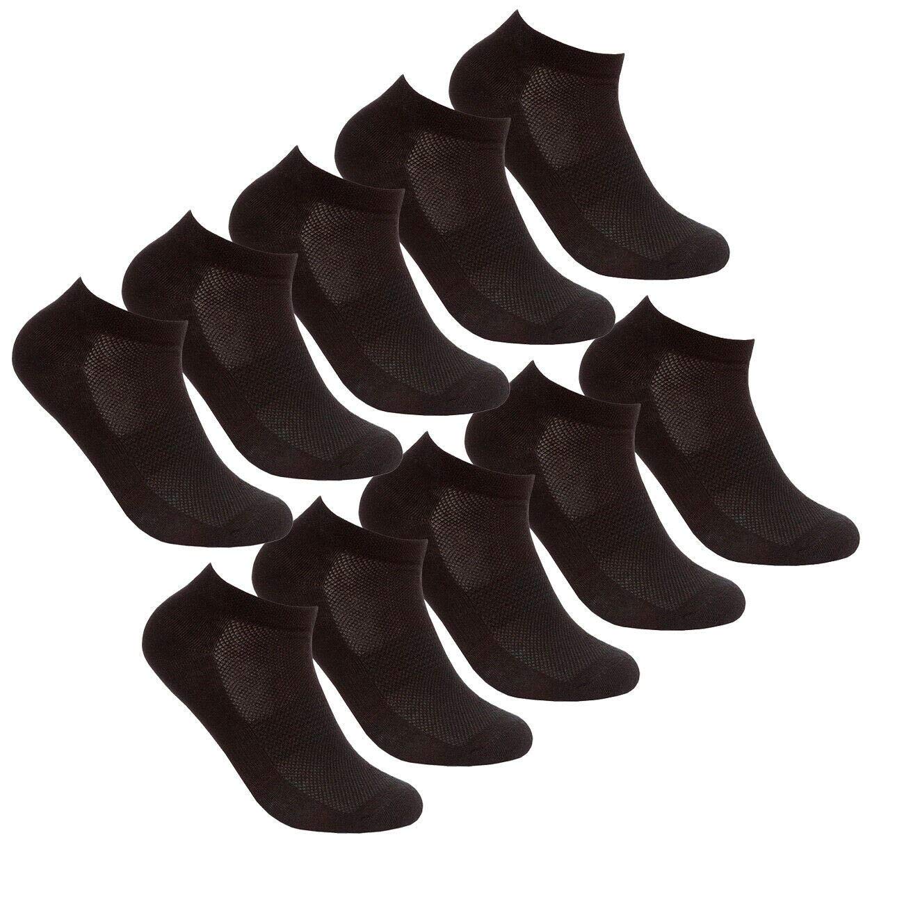 Style It Up Ladies 10 Pairs Socks Sports Trainer Gym Everyday Active Activewear Ankle Liners, (BLACK-2X,)