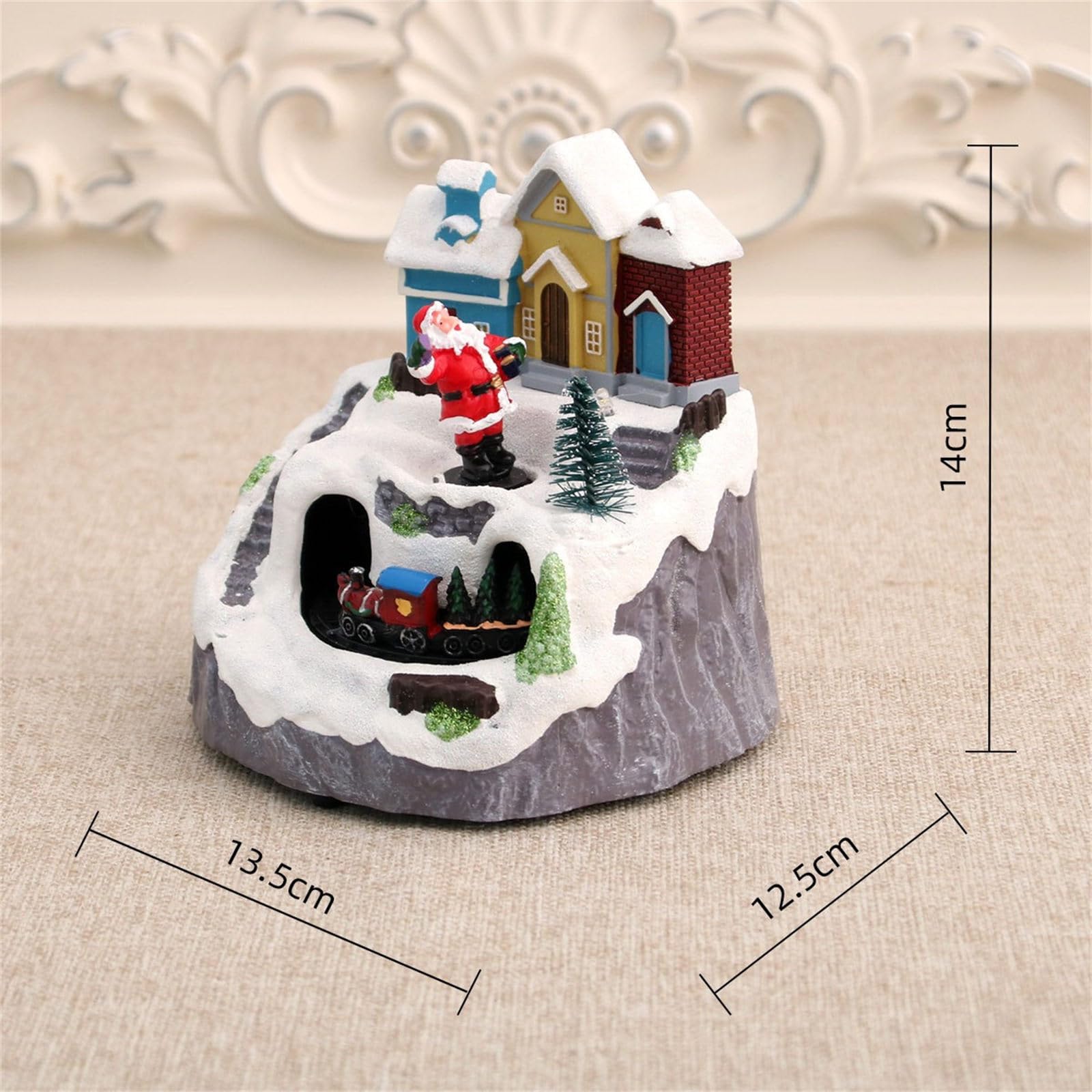PANGBOER Scena Musicale Animata delle Case del Villaggio Natale con Figurine da Collezione Babbo Natale/Albero Rotante Decorazione Natalizia Decorazioni per la casa Statuetta delle Case del Villaggio