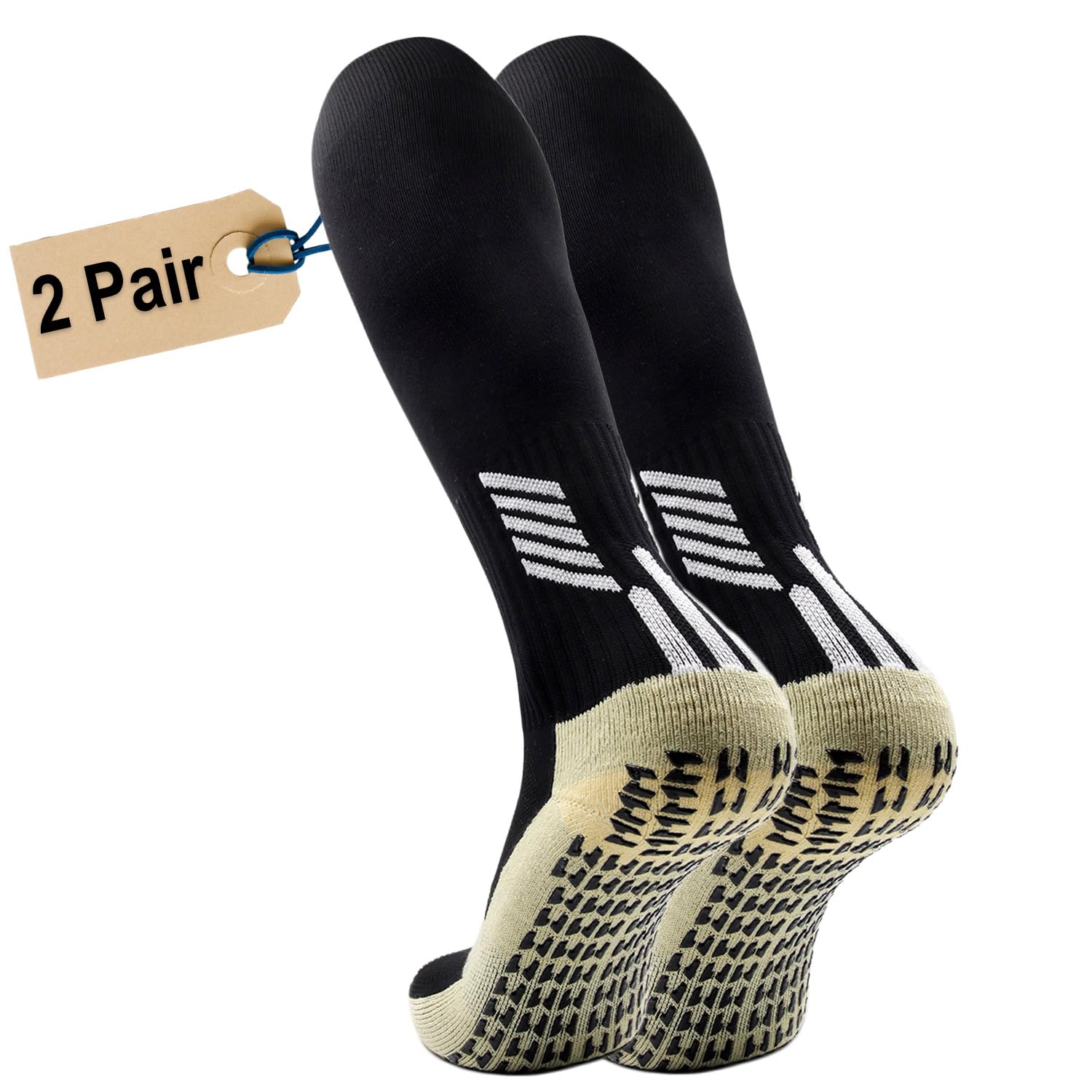 Kniehohe Rutschfeste Socken Damen Herren | Kompressionsstrümpfe für Fußball, Basketball, Yoga | Anti-Rutsch Noppensohle mit Grip | Sport Stutzenstrümpfe Lang (Gr. 38-46)