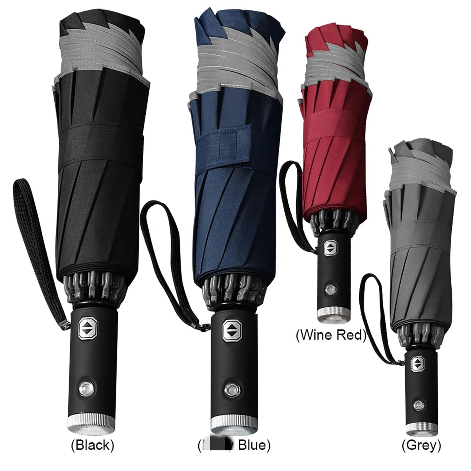 Ombrello Ombrello Da Viaggio Completamente Automatico Con Luce Led Con Ombrelli Uv Riflettenti Della Striscia