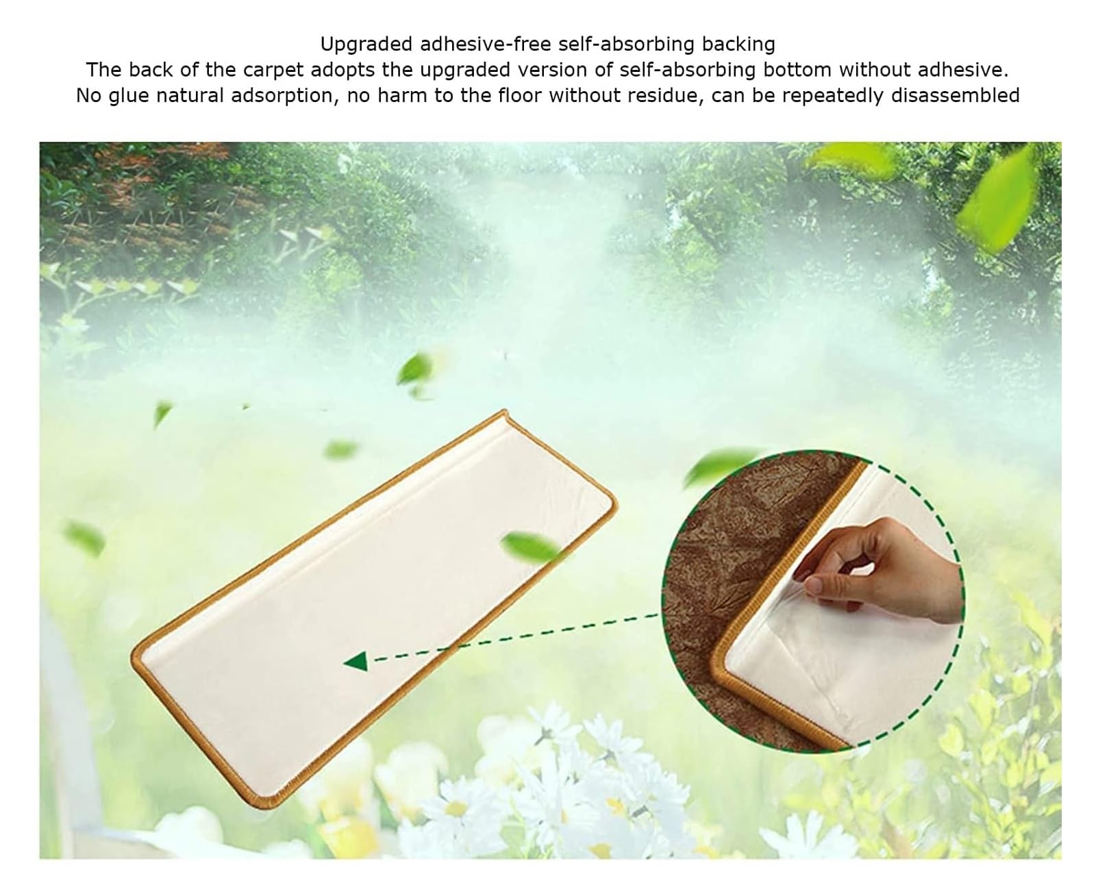 Treppenteppich Teppich ,Rutschfeste Innentreppenma 5 PCS Chinesische Treppenmatten, Treppenteppich Anti-Bewegung und rutschfeste Treppen Selbstklebende Treppenmatten for Kinder, ältere Menschen und Ha