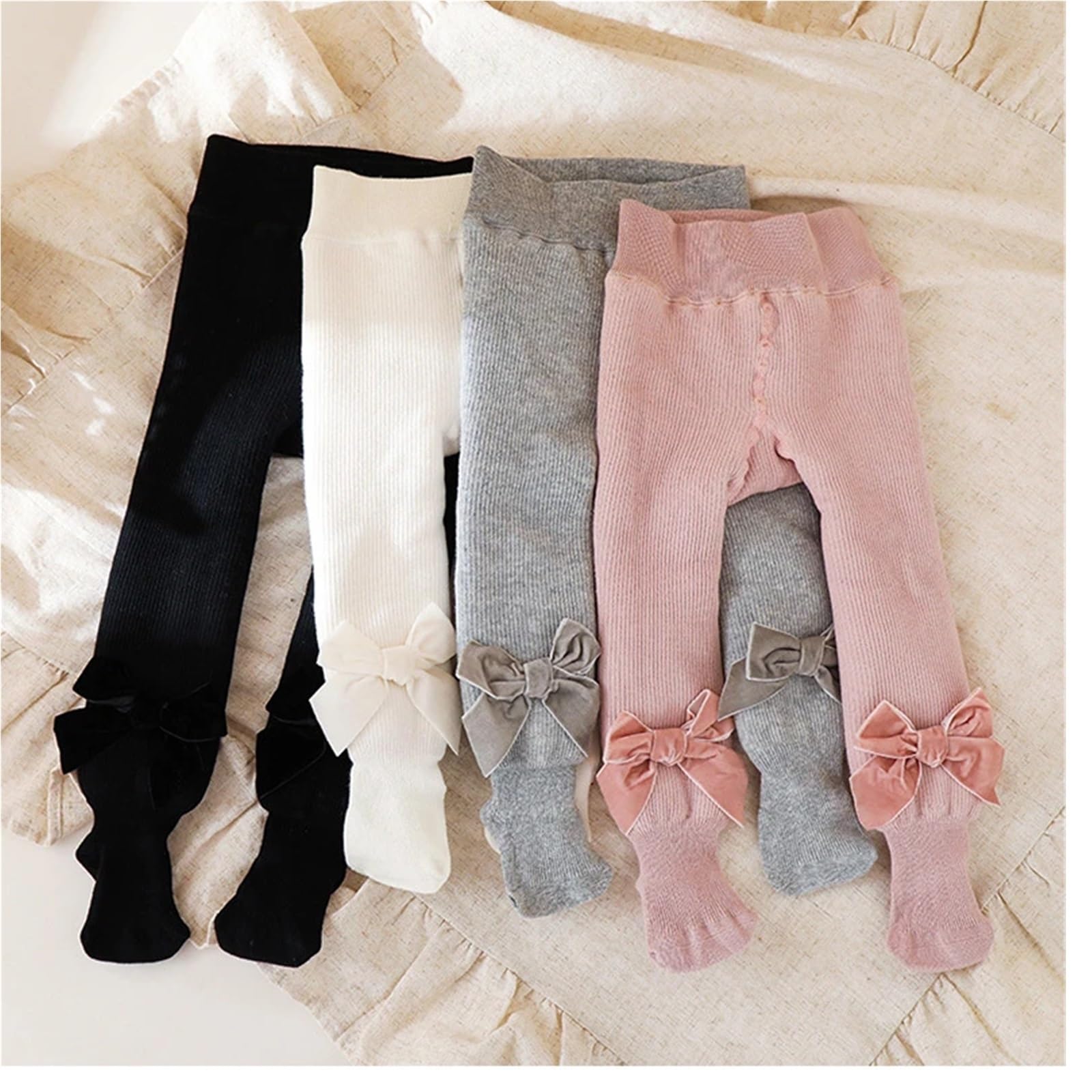 Winter Kids Thicken Warm Tights for Girls – Stripe Cotton Toddler Baby Girl Pantyhose (1-6 Years)(Black,2-4Years(M))