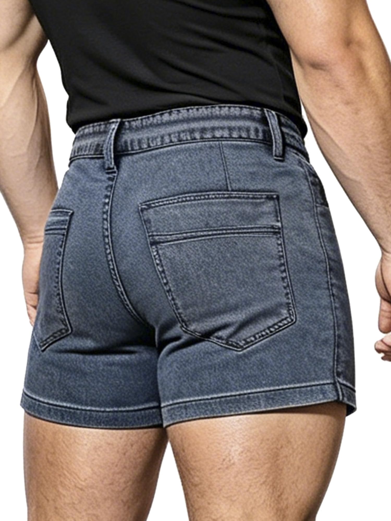 Short en jean pour hommes découpés avec finitions mini denim - 8