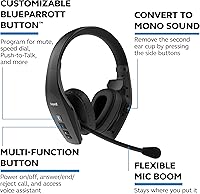 Vista 7 de BlueParrott S650-XT Auriculares Bluetooth inalámbricos 96% de cancelación de ruido, audífonos Trucker sobre la cabeza con micrófono, convertible