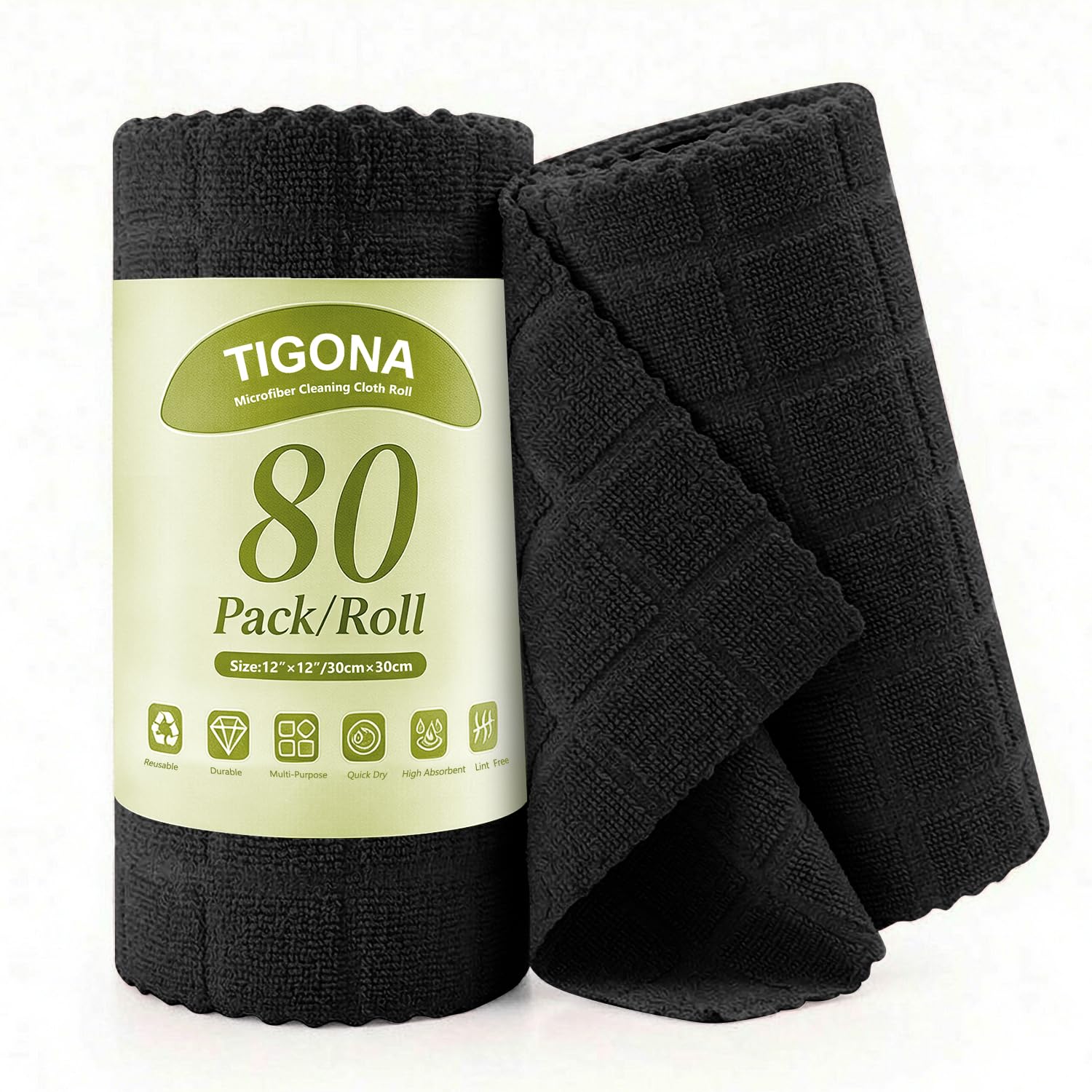 Microfiber Cleaning Cloth Roll,80 Pack Cleaning Towels,Lint Free Rags Paper Towels &amp; Tear Away Reusable Towels,Washable Shop Rags Floral Wipe Cloth,Wash Cloths Dish Rags for Car Kitchen Window