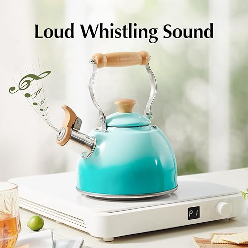 Miniatura 2 de ROCKURWOK Hervidor de té, tetera con mango ergonómico Cool Touch, tetera de acero inoxidable de grado alimenticio, tetera para tetera, tetera de