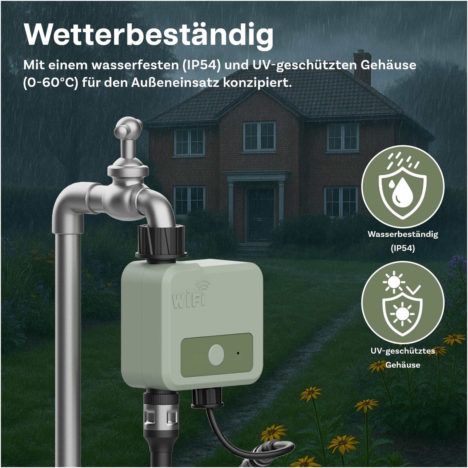 Smart WiFi Bewässerungscomputer von MMOBIEL – Solar- & USB-betriebene Automatische Bewässerungssteuerung - 30m Reichweite, Flexibler Bewässerungsplan, Wetterfest, Einfaches Setup für Garten & Rasen