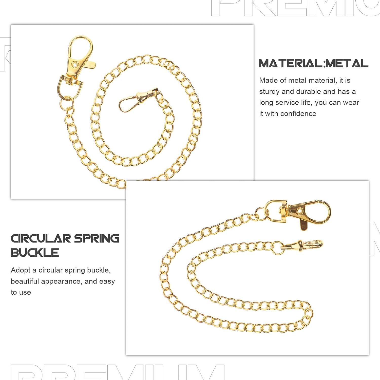 UPKOCH Pocket Watch Chain with Lobster Clasp Metal Cowboy Waist Chain Gold Tone Watch Buckle Accessory for Jeans and Wallet for Men