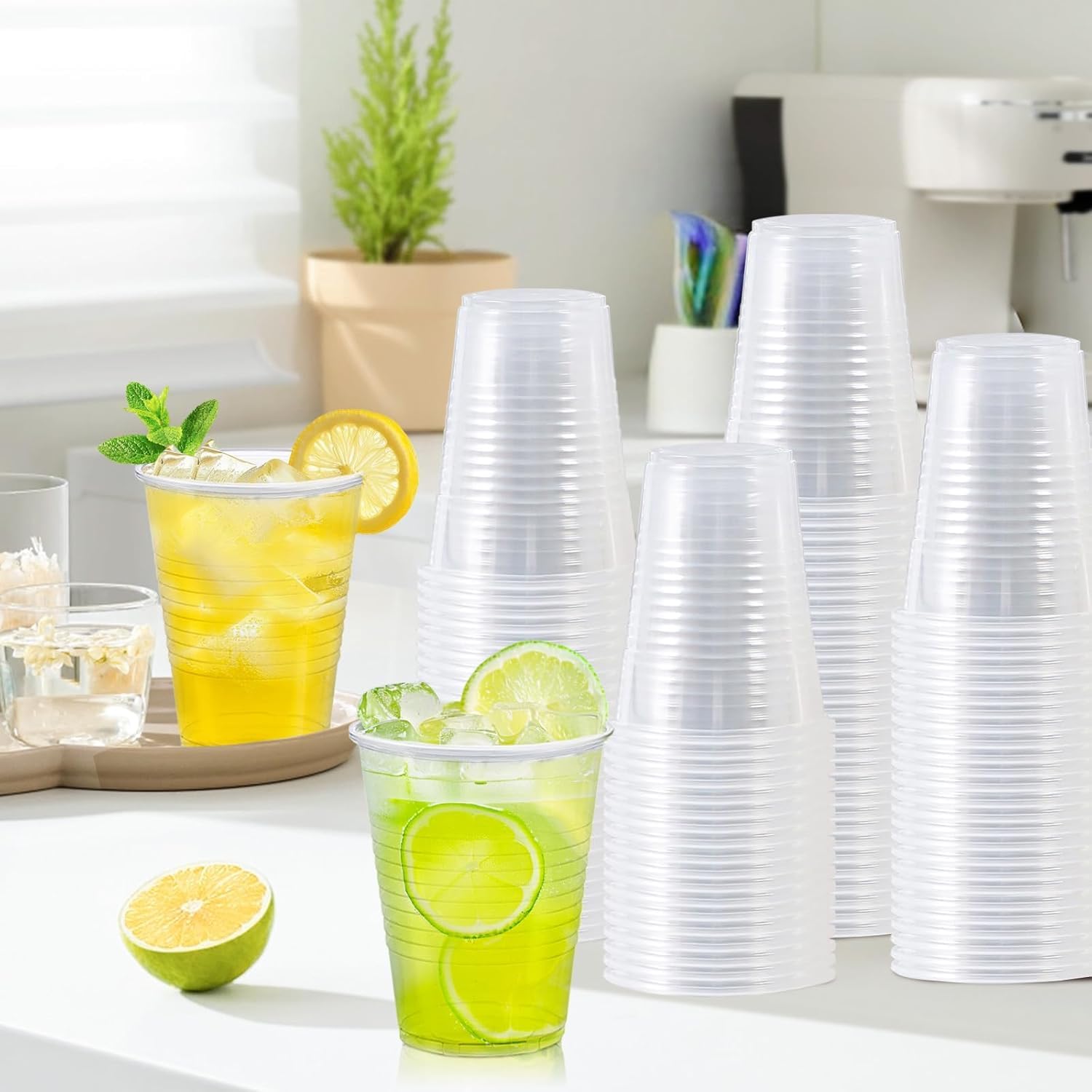 FUFF 9oz PET Plastic Drinking Cups for Party, Clear Disposable PP Plastic Cups 500 Pack