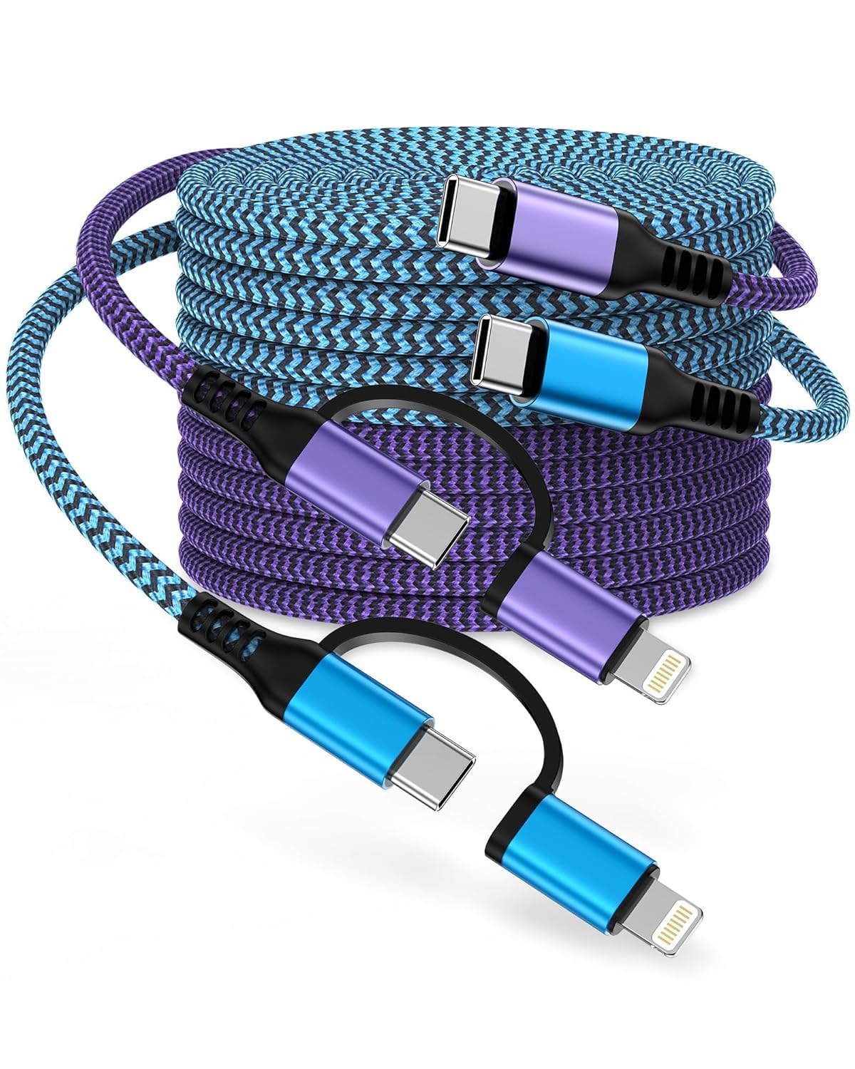 2Pack/10FT iPhone 17e 17 16e Pro Max Charging Cord 2 in 1, USB C to USB C, USB to Lightning Cable for iPhone 17Pro Air16e 16 Pro Max/15Pro/15 Plus/14/